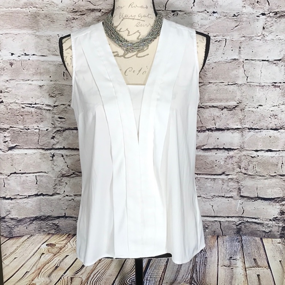 WHBM White Sleeveless Blouse